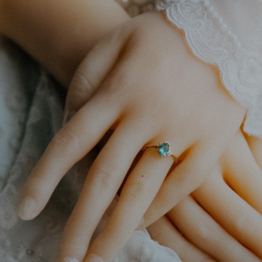 Sterling Silver Genuine Apatite Stone Pear Ring - Picture 9 of 10